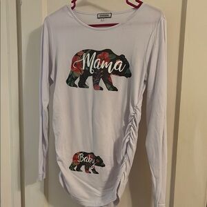 White Long sleeve Maternity Shirt Sz Med